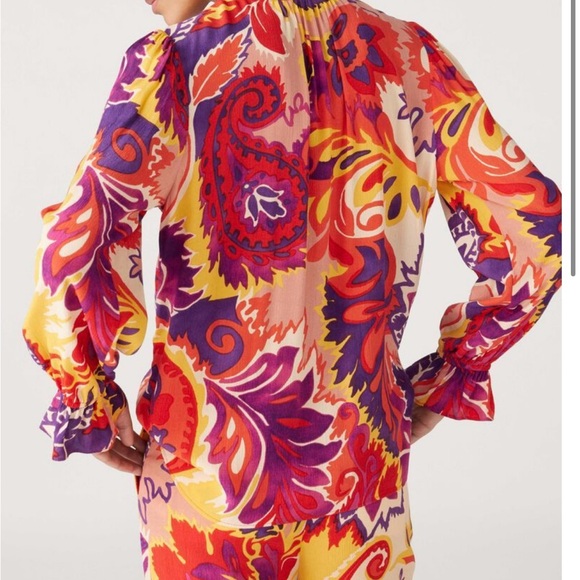 BA&SH Natsy Shirt In Vert Floral Print Blouse  Size 1 - Picture 3 of 15